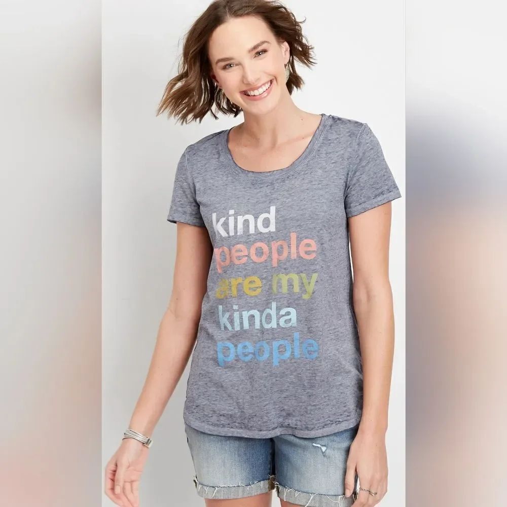 ☔️🩵Maurices Blue Burnout "Kind People" Short Sleeve Top Medium